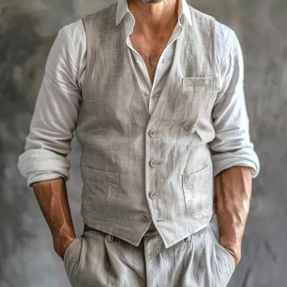 Formal Waistcoat Vest - الرجال سترة كتان الصيف الذكور جيليه