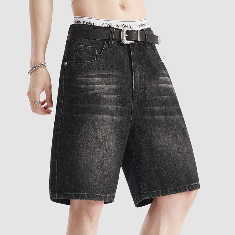 Men Fashion Jeans - شورت جينز رجالي صيفي رفيع أسود،