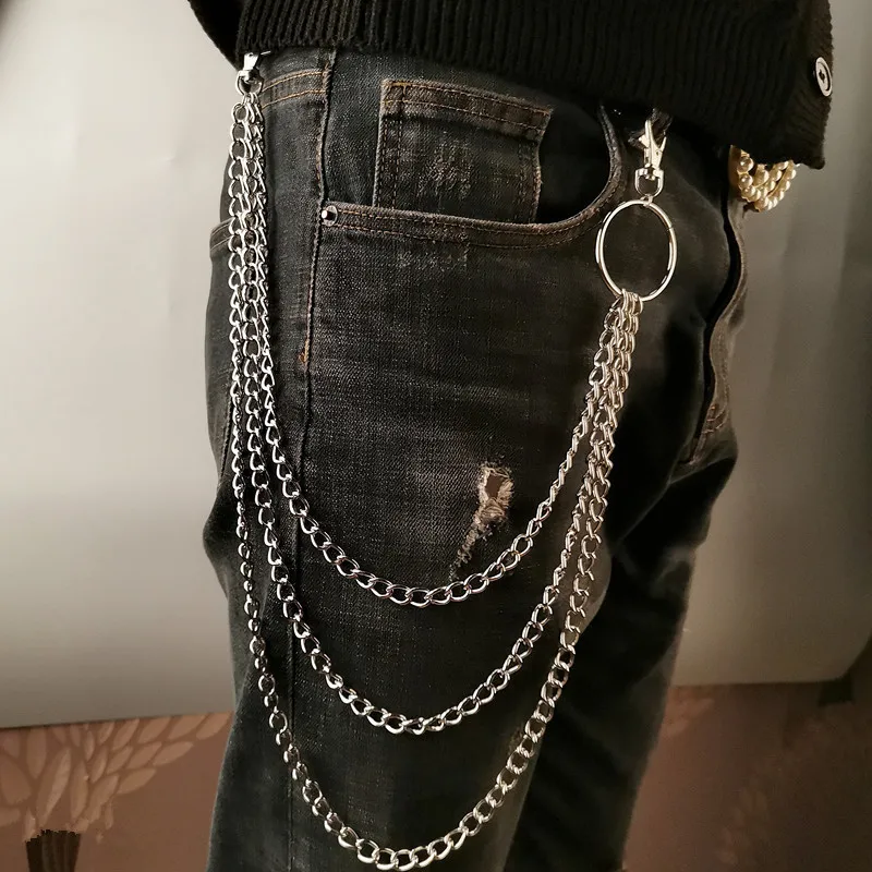 Men Fashion Rave - سلسلة حزام معدنية متعددة الطبقات بتصميم