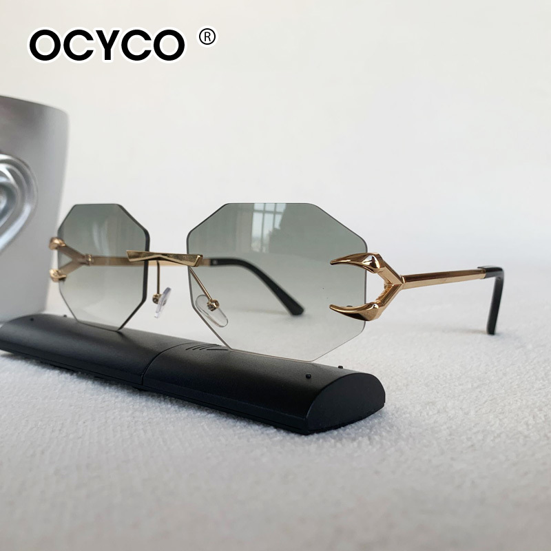 Men'S Fashion Rimless Glasses - موضة مضلع بدون شفة النظارات الشمسية