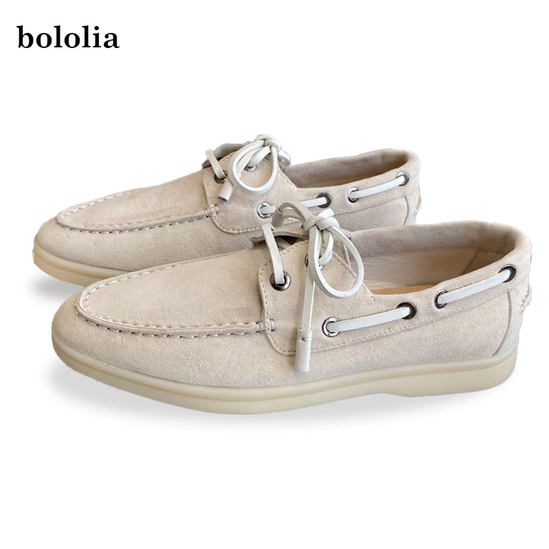 Suede Loafers Men - أحذية فلات جلد طبيعي عالي الجودة،