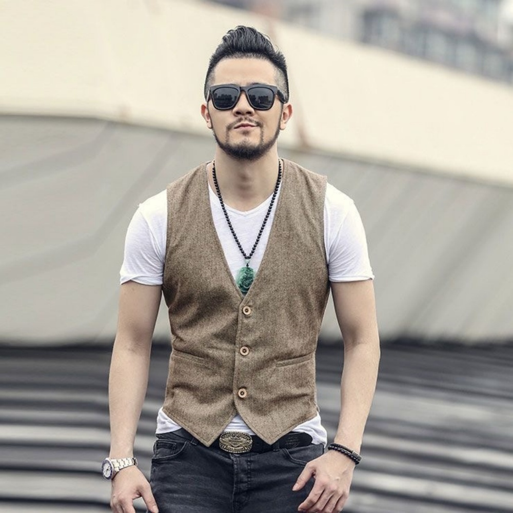Formal Waistcoat Vest - صدرية رجالية من الكتان بياقة على