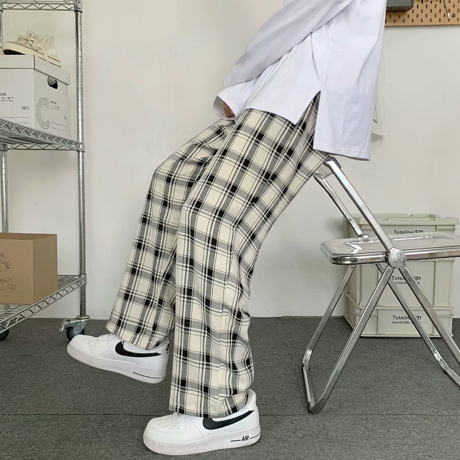 Mens Fashion Cargo Pants - بنطلون رجالي مخطط على الطراز الكوري،