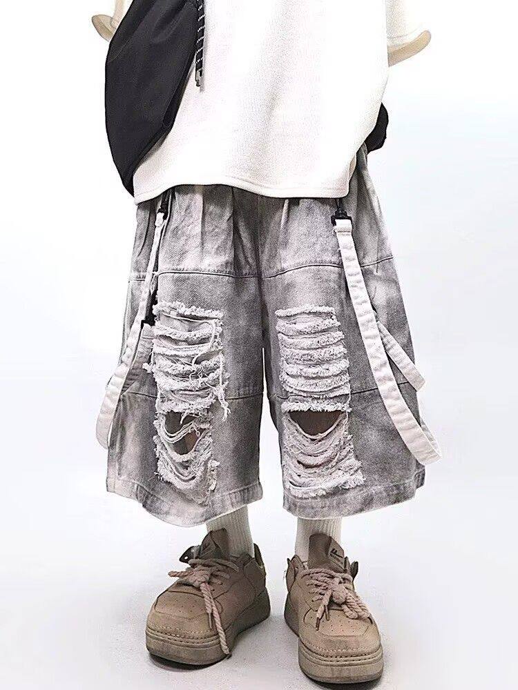 Men Fashion Jeans - شورتات رجالية ممزقة بتصميم ريترو هيب