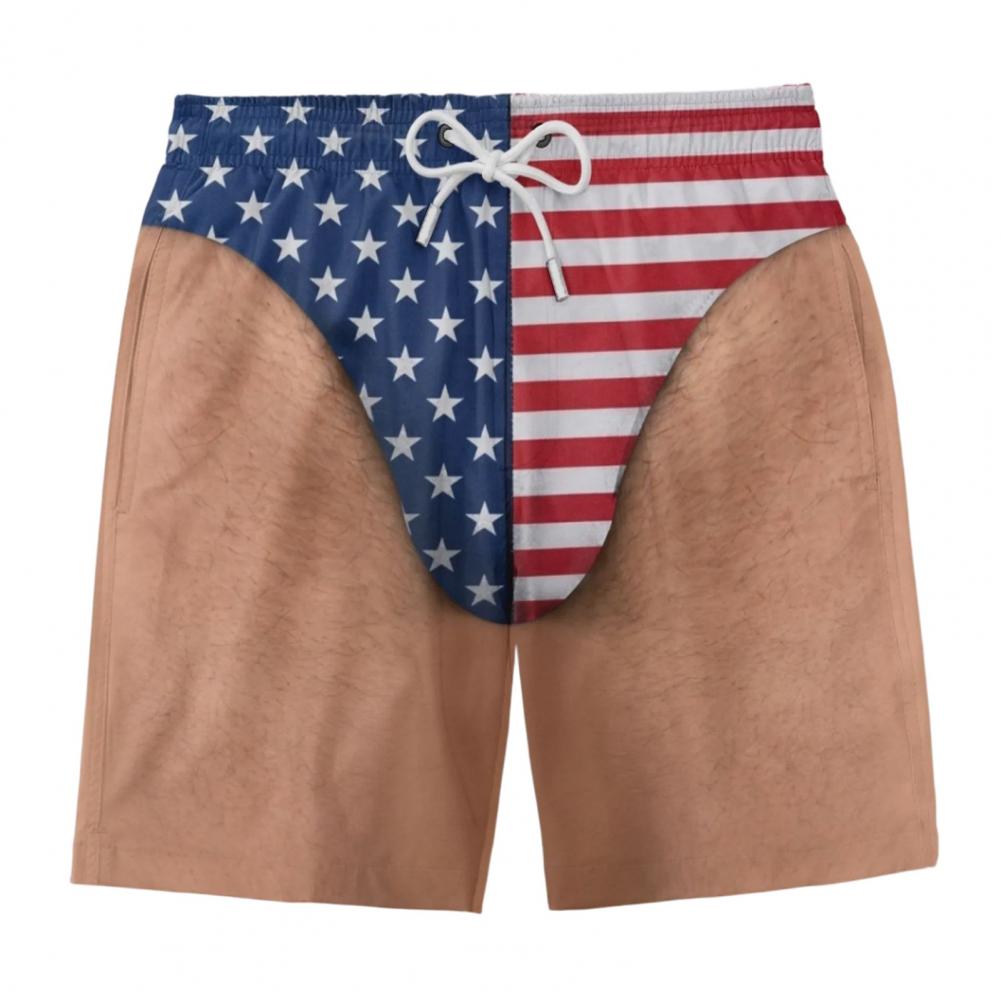 شورتات شاطئية مطبوعة بعلم أمري - مراجعة Swim Trunk Shorts وسعره