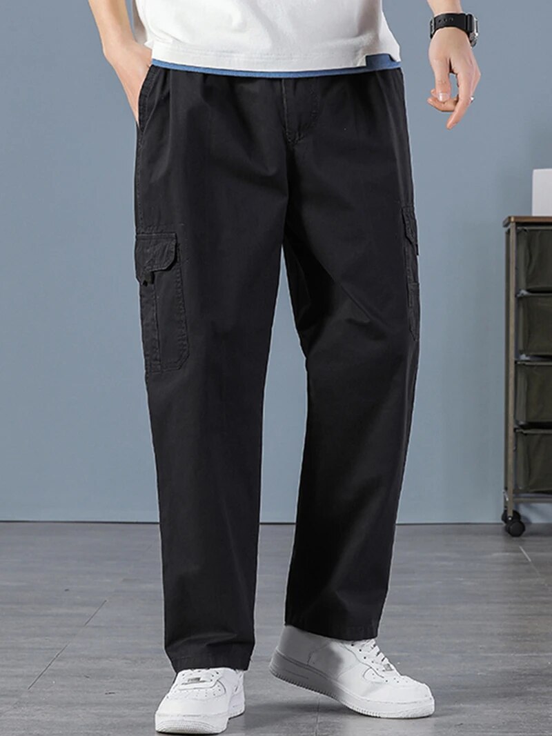 بنطال رياضي أسود مستقيم من الق - مراجعة Mens Fashion Cargo Pants وسعره