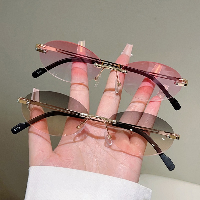 نظارات شمسية بيضاوية بدون إطار - مراجعة Men'S Fashion Rimless Glasses وسعره