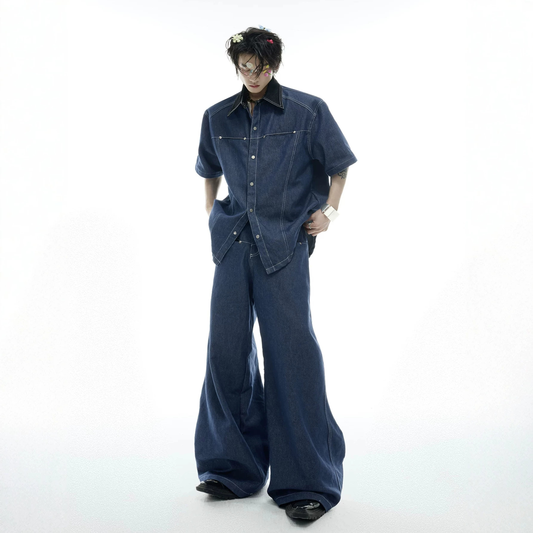 طقم صيفي رجالي من الدنيم بتصمي - مراجعة Men Fashion Jeans وسعره