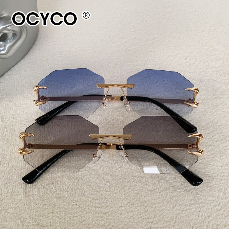 موضة مضلع بدون شفة النظارات ال - مراجعة Men'S Fashion Rimless Glasses وسعره