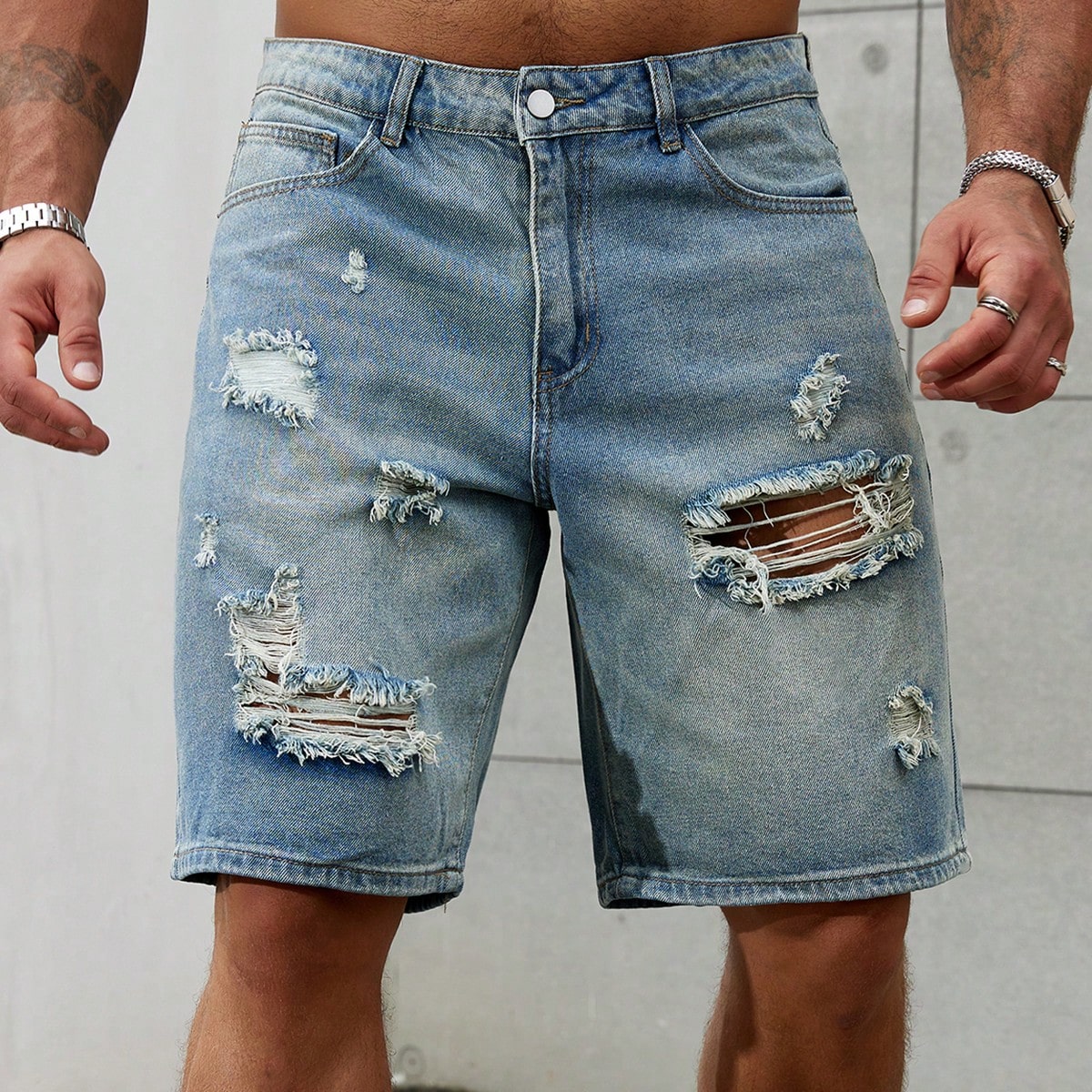 جينز قطني قصير ممزق للرجال ، د - مراجعة Men Fashion Jeans وسعره