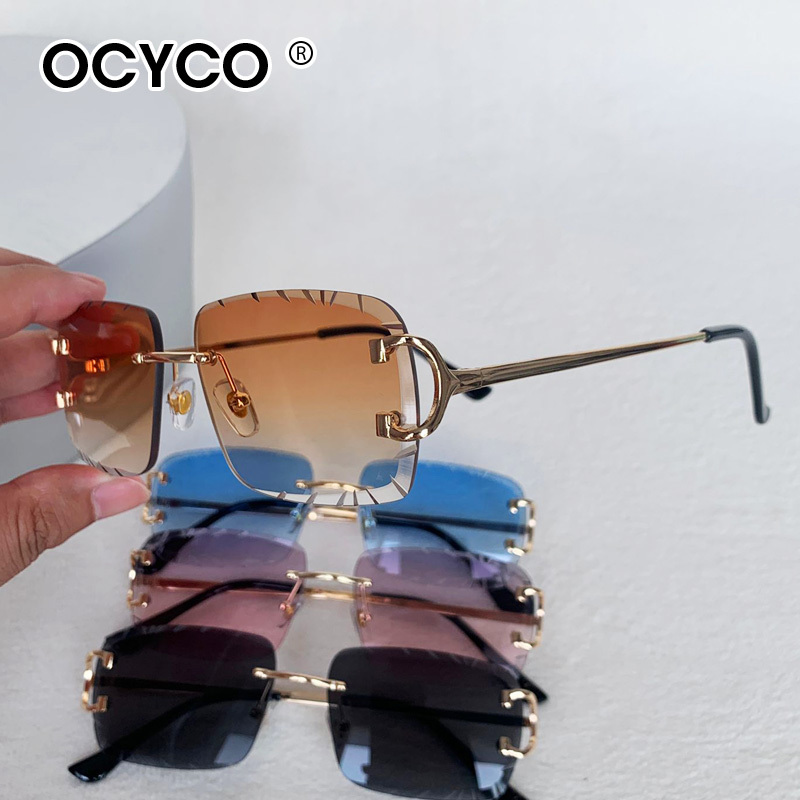 نظارات شمسية مربعة بدون شفة لل - مراجعة Men'S Fashion Rimless Glasses وسعره