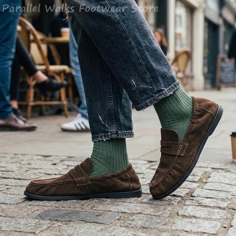 أحذية رجالية ناعمة من الجلد ال - مراجعة Suede Loafers Men وسعره