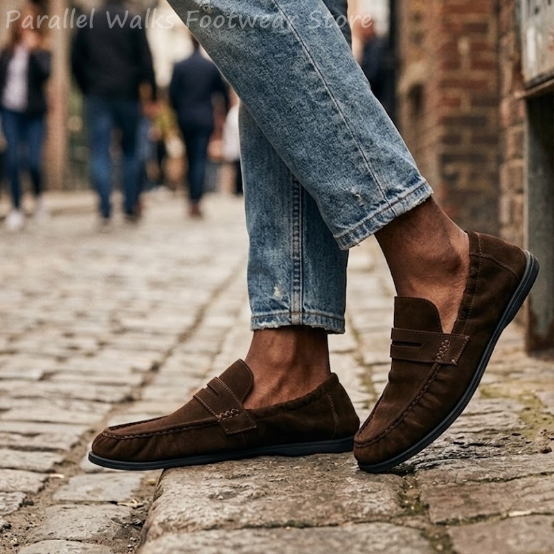 أحذية رجالية ناعمة من الجلد ال - مراجعة Suede Loafers Men وسعره