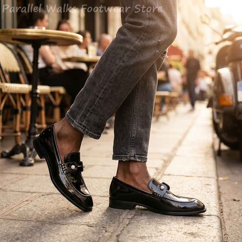 أحذية رجالية سوداء لامعة من ال - مراجعة Suede Loafers Men وسعره