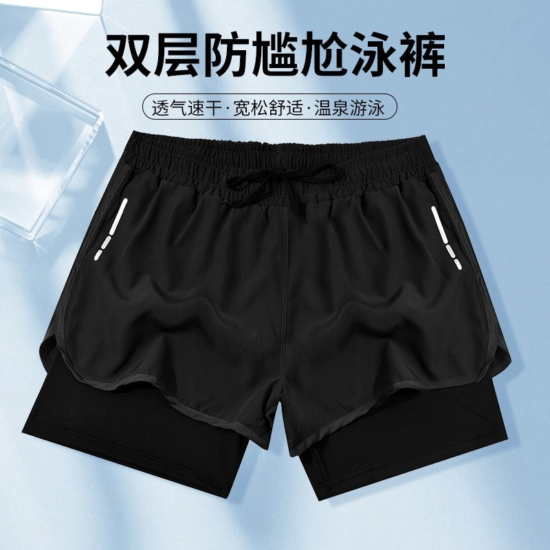 سروال سباحة رجالي مزدوج الطبقا - مراجعة Swim Trunk Shorts وسعره