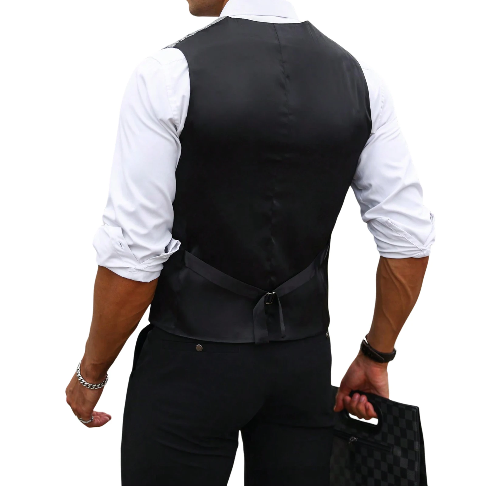 صدرية بدلة رجالية رمادية كاروه - مراجعة Formal Waistcoat Vest وسعره