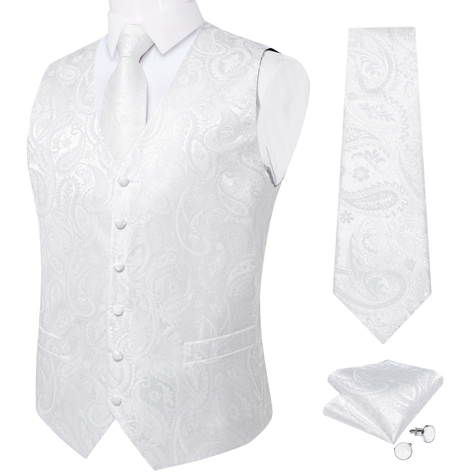 سترة الزفاف البيضاء النقية للر - مراجعة Formal Waistcoat Vest وسعره