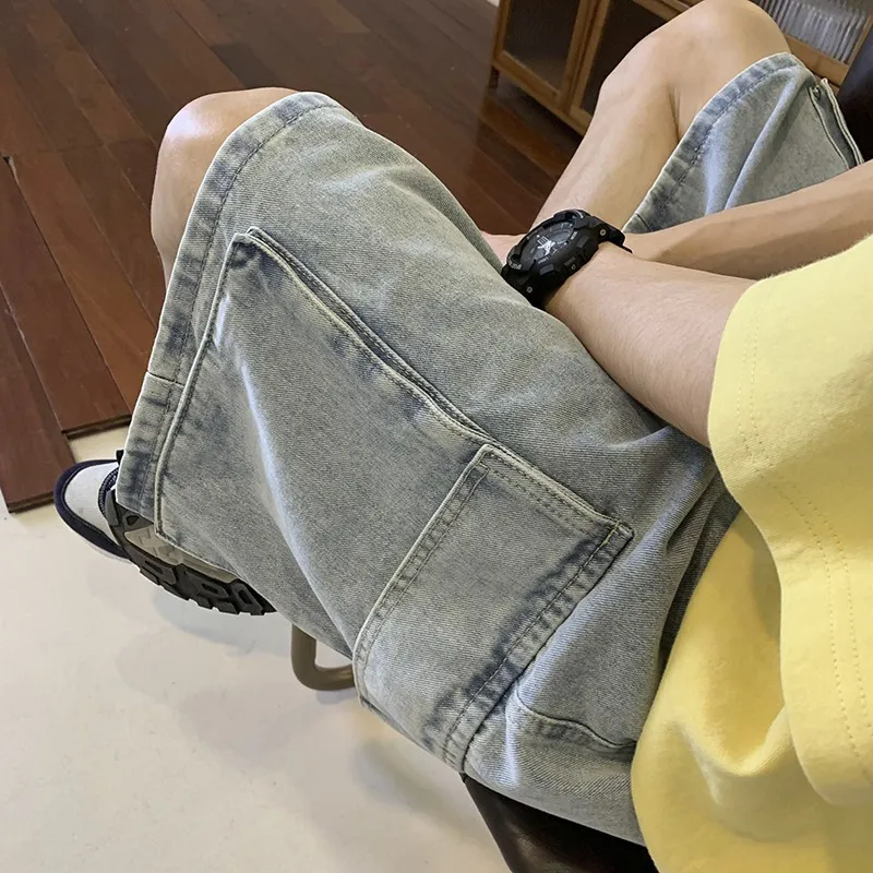 شورت دينيم كوري كبير الحجم للر - مراجعة Mens Fashion Cargo Pants وسعره